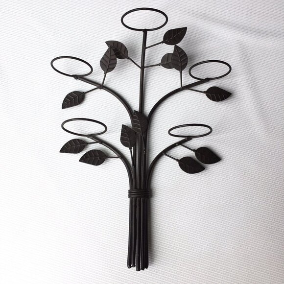 Sconce Candle Holder Wall Hanging Plant Vines Leaves Art Bronze Tone Metal Decor - Picture 1 of 11
